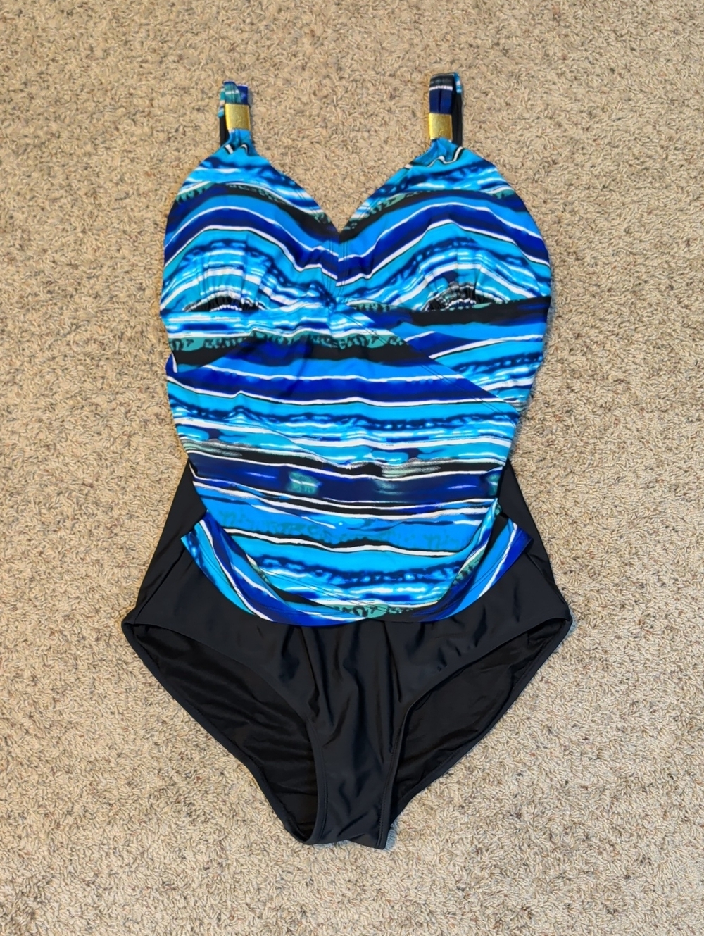 Your Best Look Blue Patterned One-Piece Tankini Swimsuit NWOT Sz 20